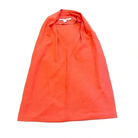 Diane Von Furstenberg• Reagan Draped Sleeveless V Neck Georgette Blouse in coral - Picture 3 of 7